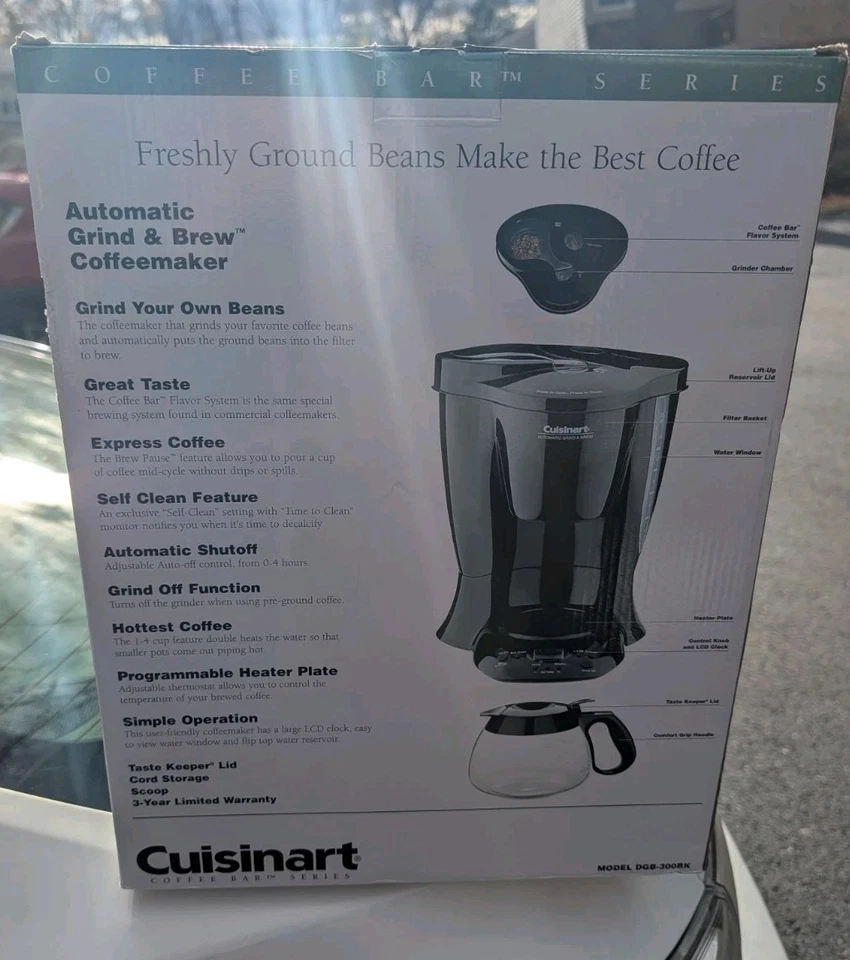 Cuisinart Automatic Grind & Brew DGB-300 10 Cup Coffee Maker - Black New in Box - Image 2 of 2