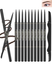 12Pcs Waterproof Dark Brown Eyebrow Pencil Set, Professional Brow Micro Eyebr...