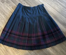 Pendleton 100 Virgin Wool Blue And Purple Plaid Pleated Skirt - Women Size 18
