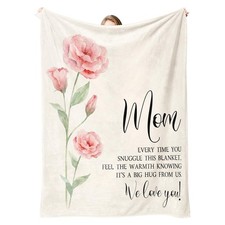 We Love You Mom Soft Flannel Throw Blanket Birthday Gift Cozy 60x50 Inch