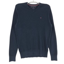 Pull Over V-Cou En Maille Bleu