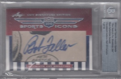 2010 Bob Feller Joe Sewell Leaf Sports Icons Signature CUT AUTO /14 - Indians