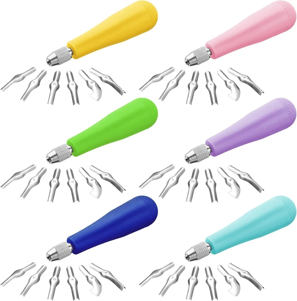 Portable Linoleum Cutting Tools 12 Pack - Perfect for Art Classes & DIY Projects - Image 3 of 4