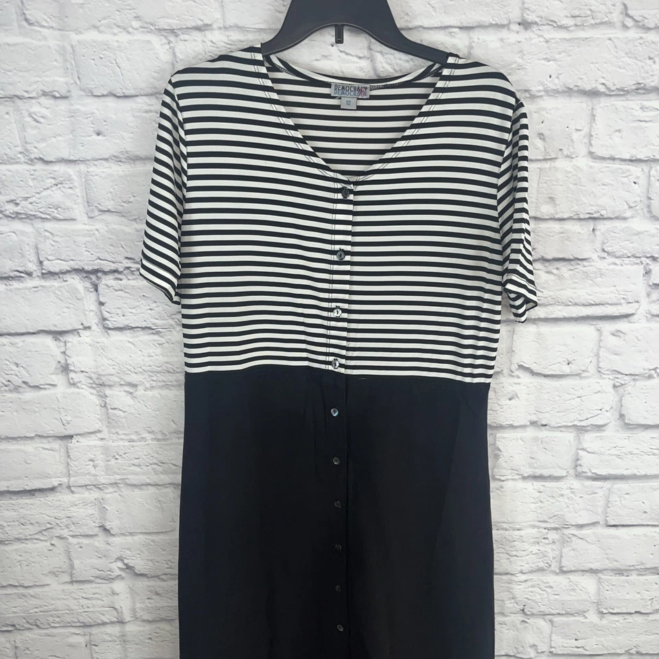 Maxi Vestido Democracy Para Mujer Náutico Costero Informal Elegante Con Botones Talla 12 Foto 2 de 4