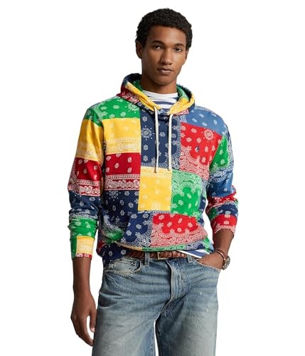 Polo Ralph Lauren Mens Regular fit Hoodie Sweatshirt XXL Multicolor Patch Work