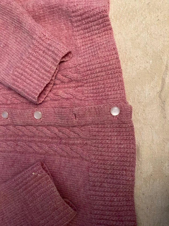 VIntage Handmade Wool Cardigan Made in Scotland, Pink - Image 2 of 4