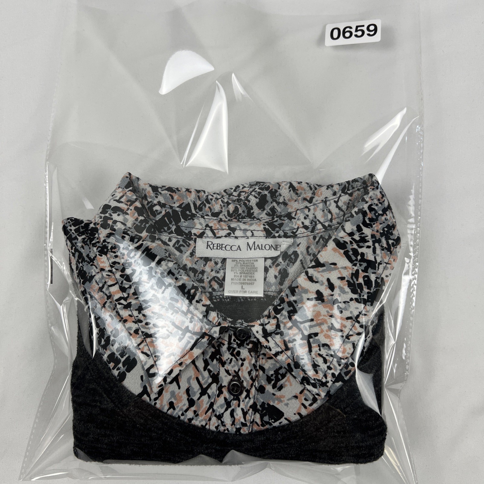 Rebecca Malone Sweater Womens Large Animal Print Layered Look Boho Casual