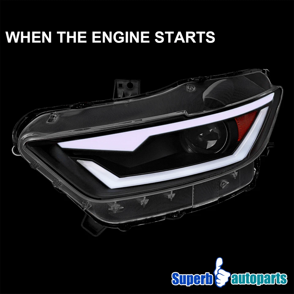 Fits 2015-2022 Ford Mustang Black Projector Headlights Shelby Switchback LED - Изображение 4 из 4