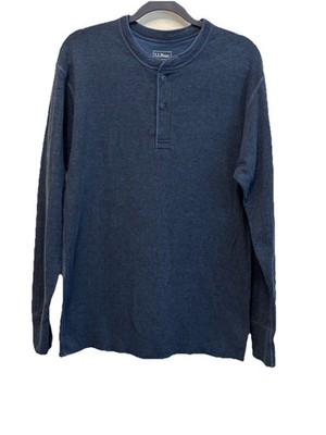 L.L. Bean Men's Two Layer River Drivers Wool Henley Shirt Medium Blue Canada