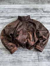VINTAGE KAPITAL AVIREX STYLE SUN FADED BOMBER  REAL LEATHER JACKET 90S