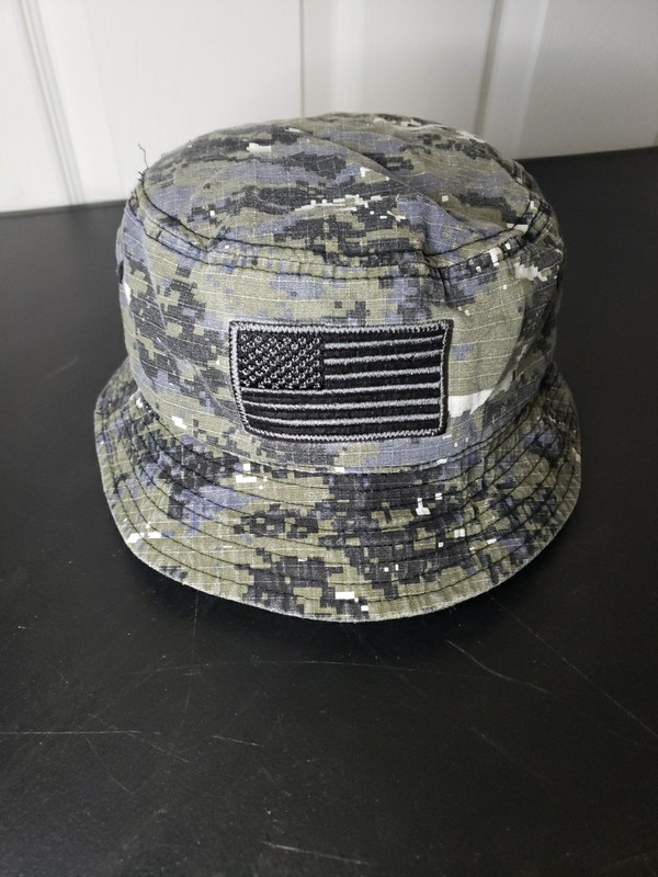 Digital Camo Boonie Hat Featuring an Embroidered American Flag Patch