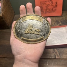 Vintage Belt Buckle Rodeo Red Bluff Buckles Sterling Silver Plate W/Box Blank