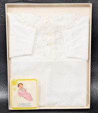 Vintage Jayvee Kiddie Kover Cuddle Up White Baby Infant to 16 lb Drawstring Gown