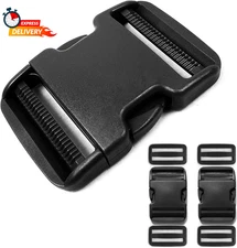 Side Release Buckle for 2'' Belt, 2 Pcs Heavy Duty Plastic Buckles Replacement D
