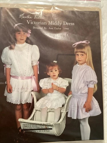Victorian Style Childrens Dress Sewing Pattern Size 6-10 Years Vintage 80s Uncut