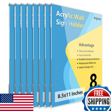 8x Acrylic Sign Holder 8.5x11 Wall Mount Clear Plastic Paper Display Frame