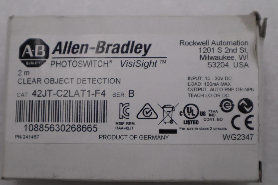 Allen Bradley 42JT-C2LAT1-F4 Photoelectric Sensor Clear Object Detect #H1230A - Image 3 of 4