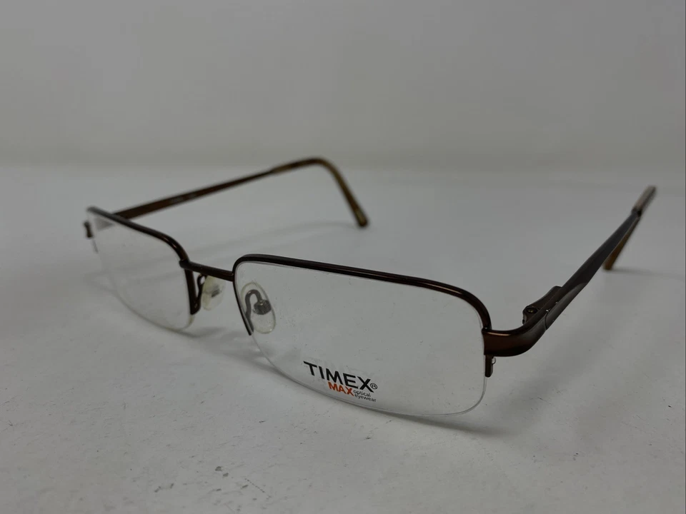 Marco de gafas TIMEX MAX L004 BR 59-19-155 de media montura de metal marrón ED20 Foto 2 de 4