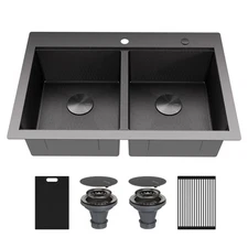 Karran USA HST3322DB Matrix 33" Drop In Double Basin Stainless - Gunmetal Grey