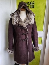 Superbe Manteau/Duffle Coat Fausse Fourrure T 38 ONE STEP  Marron Capuche...