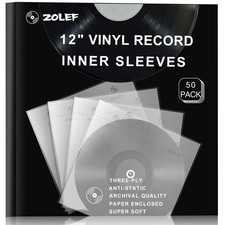 50 PCS 12 Inch Vinyl Record Inner Sleeves 3Ply Anti Static Archival LP 33 RPM