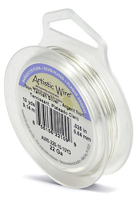 Beadalon Künstlerdraht - 22 Stärke (0,64 mm) versilbert (verschiedene Farben)