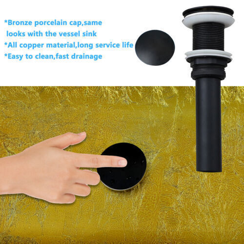Grifo de drenaje negro montado en la cubierta de lavabo rectangular de vidrio templado para fregadero de baño amarillo - Imagen 6 de 7