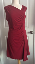 Michael Kors~Women's Size 10~Sleeveless Dress~Red Knit~Asymmetrical~Flare Skirt