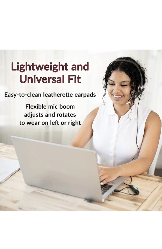 Mono Wired Headset (AC-104USB) Quality Sound for Calls, USB or 3.5mm Connection - Image 4 of 4