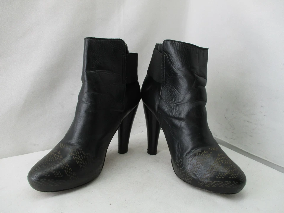 Botines Cynthia Vincent de cuero negro de tacón alto para mujer talla 8 Foto 4 de 4