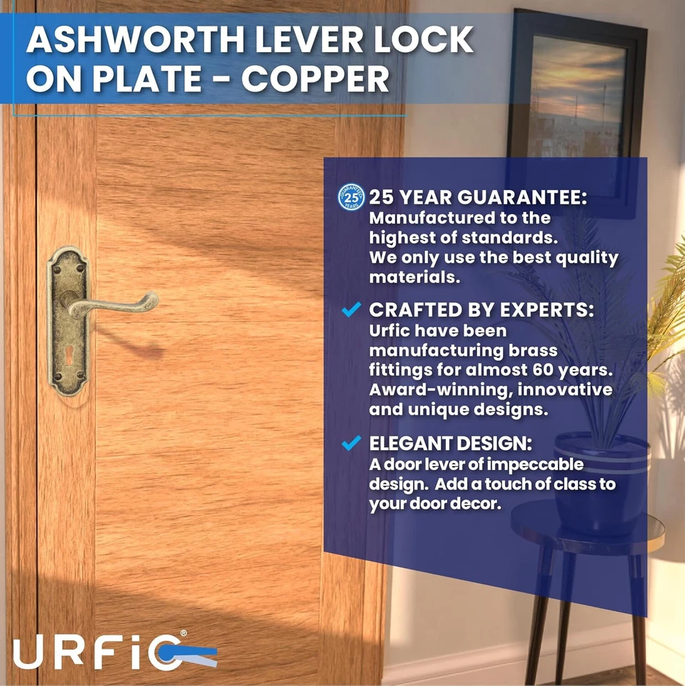 10X Urfic Ashworth Latch Door Handles in Antique Effect Copper RRP £39.99. BNIB. - Image 3 of 4