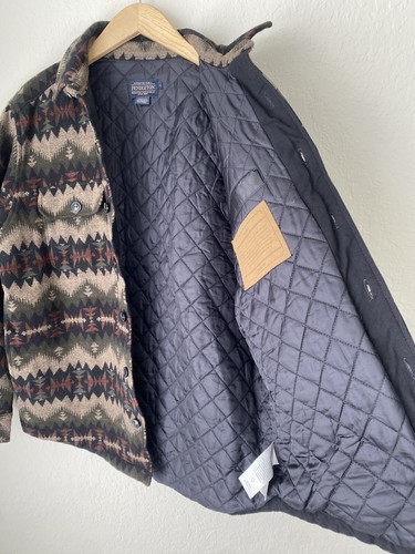 Pendleton Aztec Jacket Mens L Wool Shacket Navajo Lined Quilted Shirt Western - Picture 8 of 9