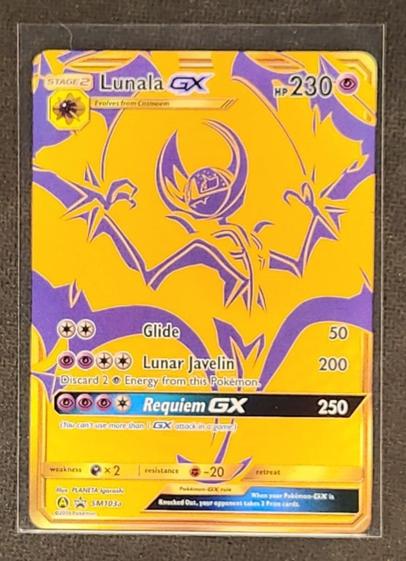 Pokemon TCG SM103a Lunala GX Gold Black Star Promo Card –