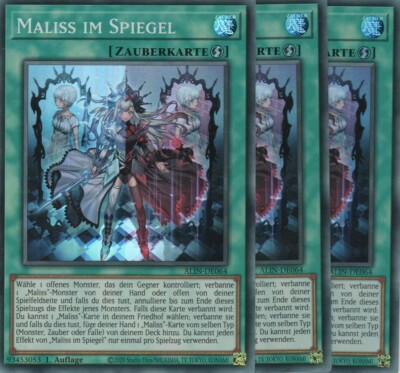 yugioh 3x Maliss in the Mirror ALIN-EN064 Super Rare 1st Edition German
