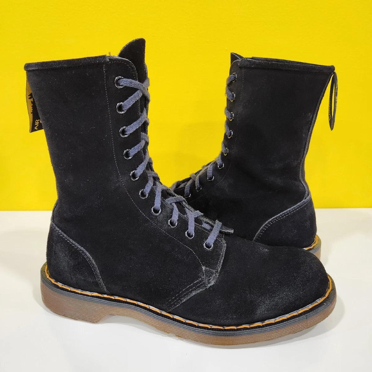 Dr. Martens Doc England MIE Rare 80 s Vintage Black Suede 1490 Boots UK8 US9