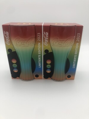 2x Mc Donald's Coca-Cola-Glas 2023 Regenbogen Limitiert , Neu, Ovp