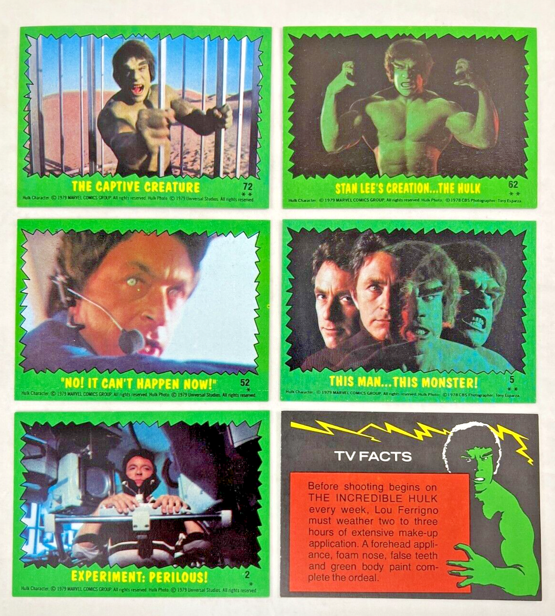 THE INCREDIBLE HULK TV SHOW (Topps 1979) Complete 88 Card Set