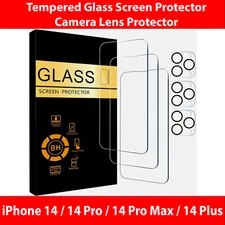 For iPhone 14 Plus/ 14 Pro Max 3 Pack Screen Protector + Camera Lens Protector