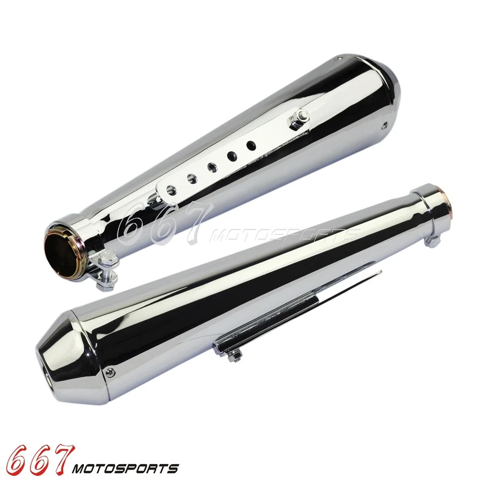 Chrome Exhaust Pipes Muffler For Harley Dyna Chopper Cafe Racer Honda Yamaha BMW — 第 3/4 张图片