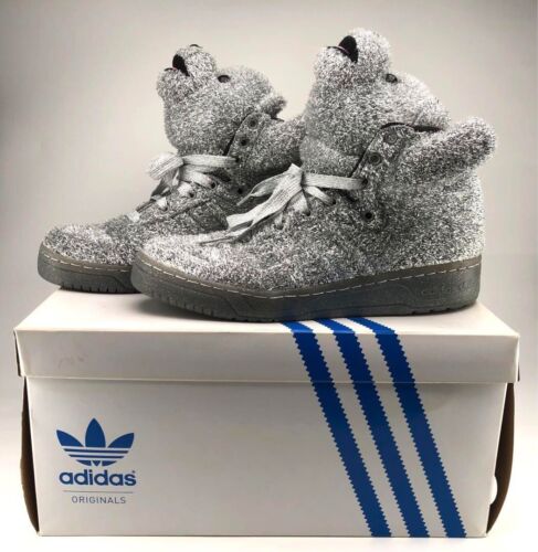 Baskets Adidas Jeremy Scott argent ours chaussures G96187 US8,5 avec boîte presque comme neuves - Photo 1/10