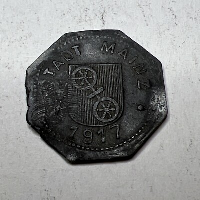 1917 Germany 10 Pfennig Coin Mainz