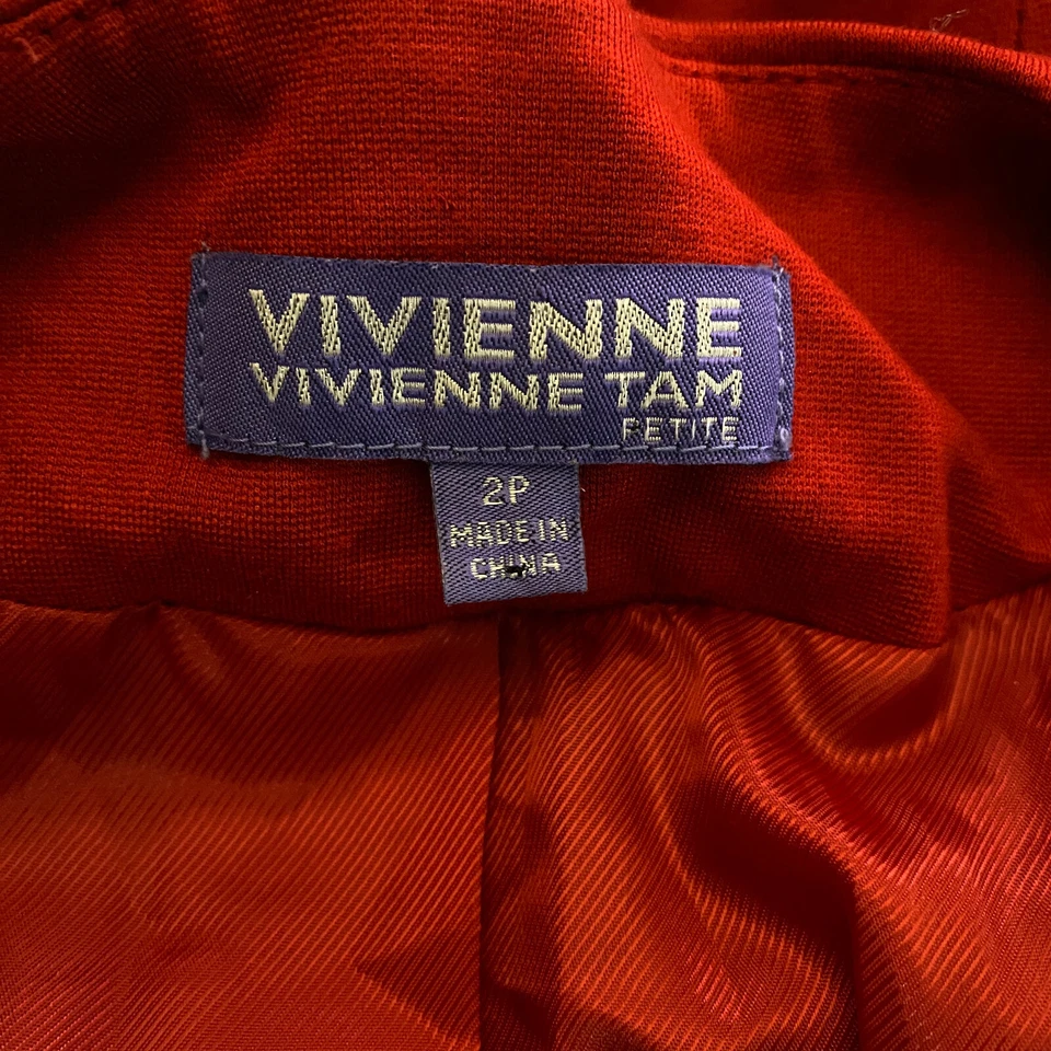 Blazer Vivienne Tam Petite Mujer Talla 2P Rojo Dorado Botón Cremallera Dorada Foto 3 de 4