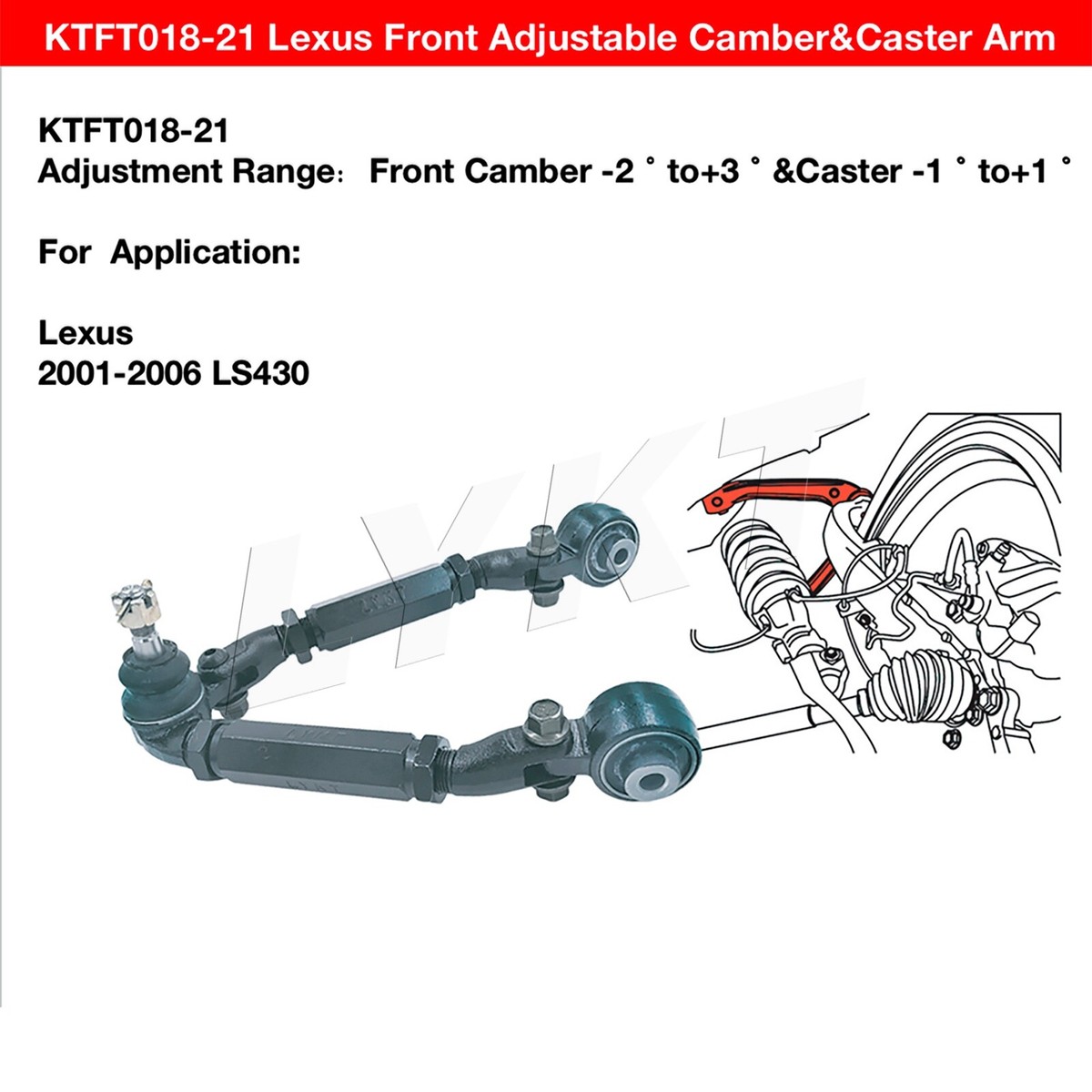 LYKT 2pcs Alignment Front Camber Adjustable Upper Arms for Lexus
