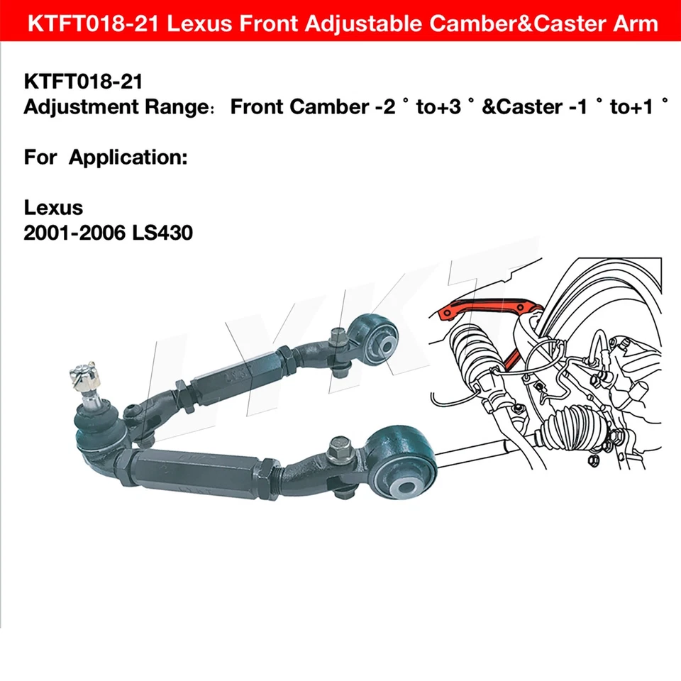 LYKT 2pcs Alignment Front Upper Adjustable Camber Arms for Lexus 01-03 LS430 Foto 2 de 4
