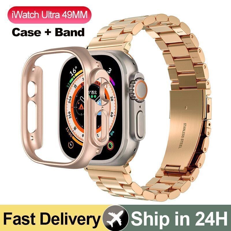 Case+Metal Stainless Steel Strap watch band For Apple Watch Ultra 8 Cover 49mm
