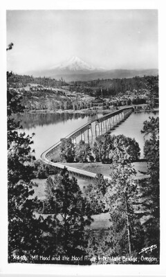 RPPC Arial Mt Hood River Interstate Bridge Oregon Near Mint Sawyer's Postcard