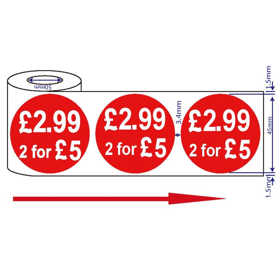 SHOPFITTING-UK 500x RED £2.99 OR 2 FOR £5 ADHESIVE STICKERS STICKY PRICE LABELS FOR RETAIL