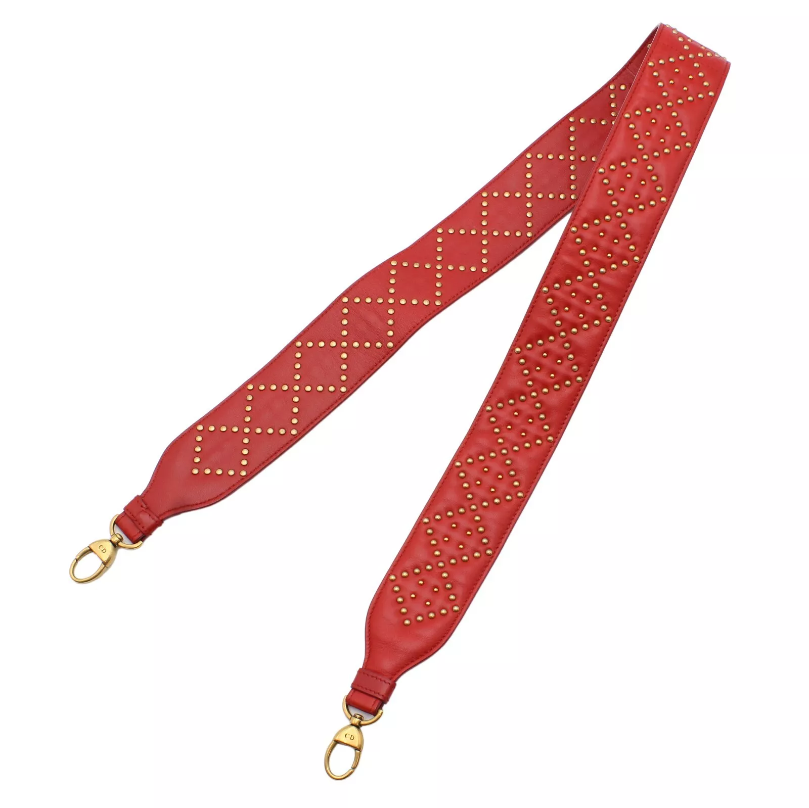 Sac bandoulière Christian Dior cuir clouté rouge GHW jamais utilisé G2597