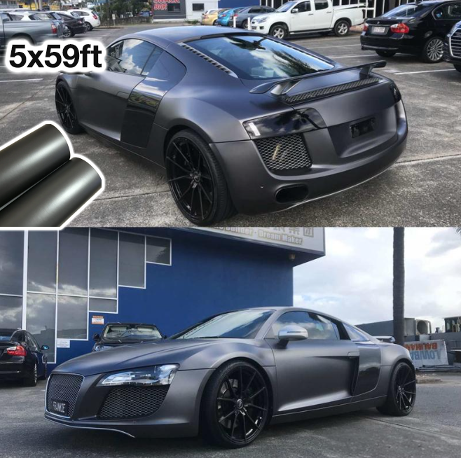 3D Matte Gunmetal Grey Vinyl Wrap, Matte Anthracite Metallic Vinyl