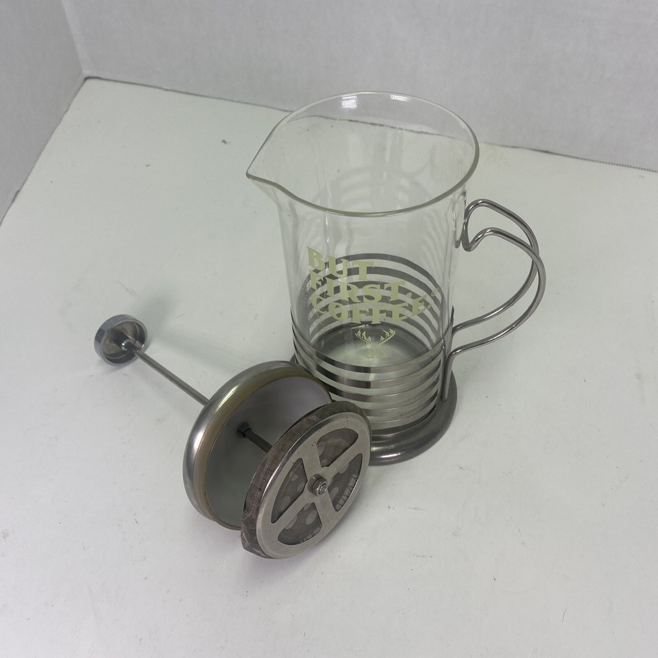 Coffee Maker French Press Alfred 20 oz. “But First, Coffee” Glass 8